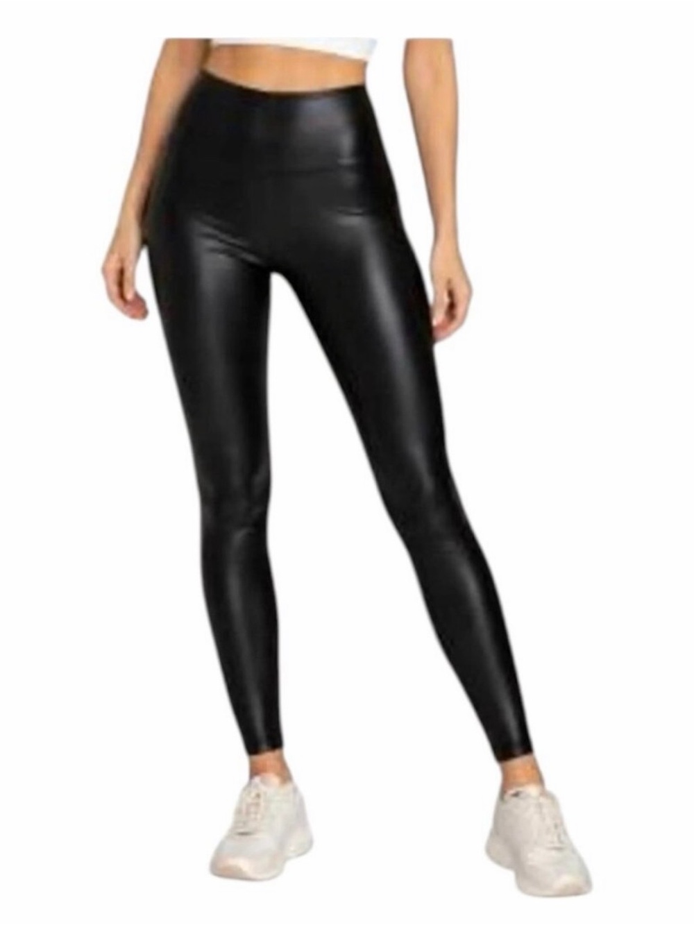 aerie Black High-Rise Faux Leather Leggings